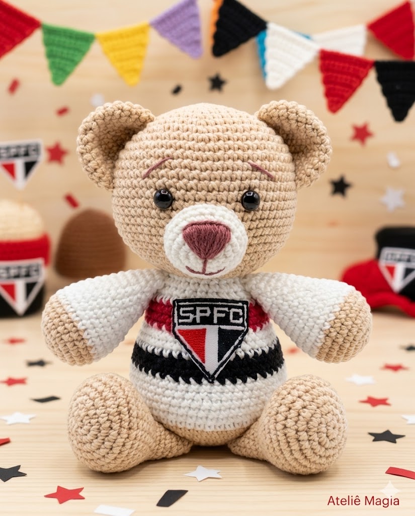 VR-SP - Ursinho do São Paulo de Crochê