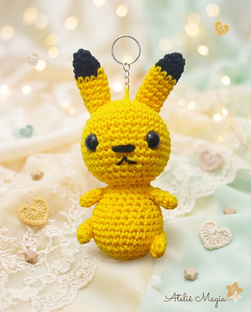 VR-SP - Chaveiro do Picachu de Crochê