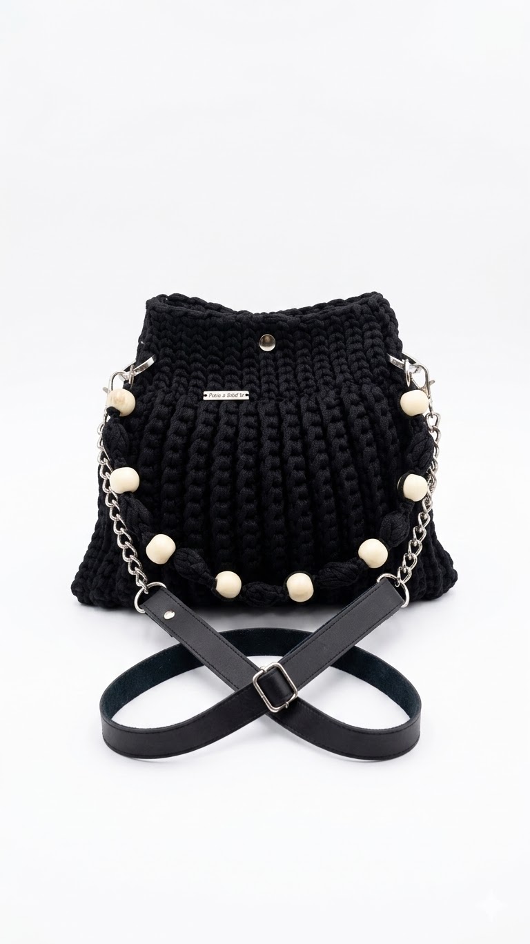 VR- Bolsa de Crochê 06 - (Preta)