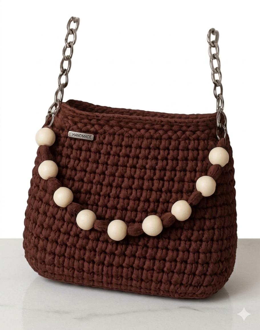 VR-SP - Bolsa de Crochê 09 - (Marrom Handmade)