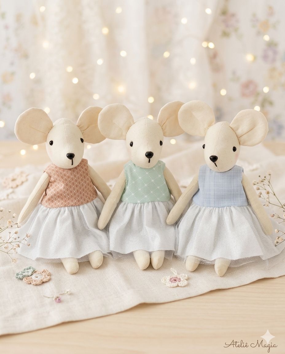 A.I. - Ratinha de Pano com roupinha (Cores Variadas)