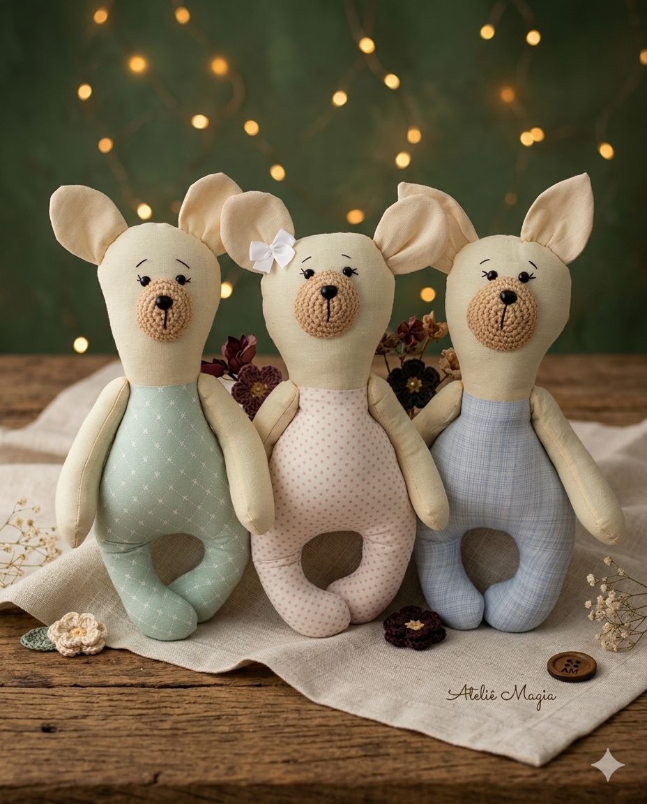 A.I. - Cachorrinho de Pano com roupinha (Cores Variadas)